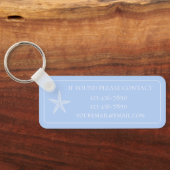 Kustwitte zeester op blauw gepersonaliseerd sleutelhanger (Achterkant)