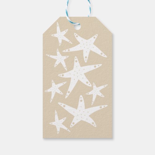 Kustwitte zeester & Taupe Cadeaulabel (Achterkant)