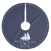 Kustwitte zeilboot | Gepersonaliseerd Kerstboom Rok (Voorkant)