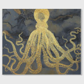 Kustzalige  goudzwarte octopus Ink Waterverf Cadeaupapier (Vlak)