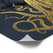 Kustzalige goudzwarte octopus Ink Waterverf Poster (Hoek)