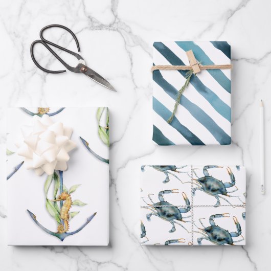 Kustzand Nautical Delights Patroon Inpakpapier Vel (Voorkant)