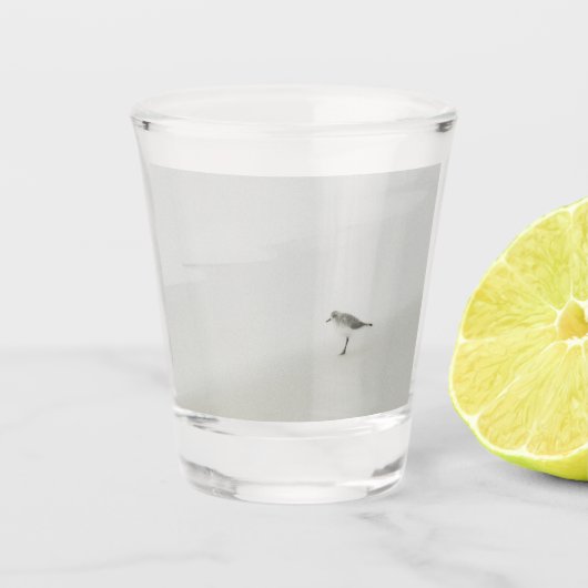 Kustzandloper op het strand shot glas (Voorkant)