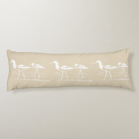 Kustzandpipers en Sandy Taupe Lichaamskussen (Achterkant)