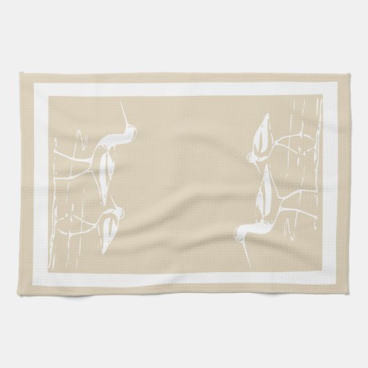 Kustzandpipers en Sandy Taupe Theedoek (Horizontaal)