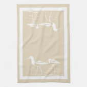 Kustzandpipers en Sandy Taupe Theedoek (Verticaal)