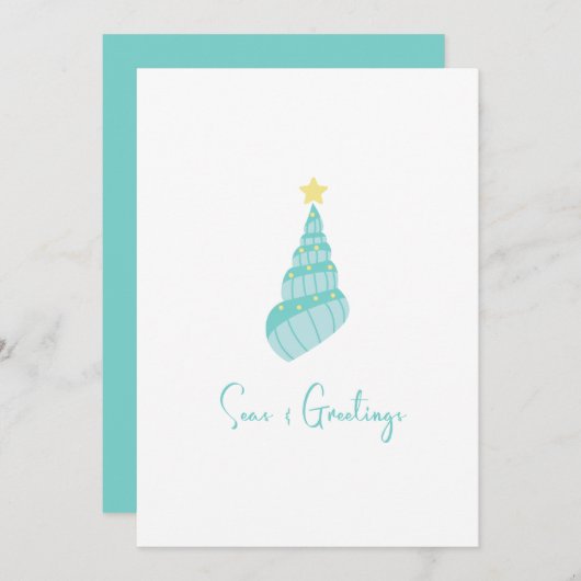 Kustzeeën en Groeten Schelp Feestdagenkaart (Voorkant / Achterkant)