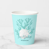 Kustzeeën & Zalige Kerstmis Strand Aqua Blauw Papieren Bekers (Achterkant)