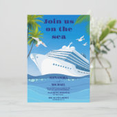 Kustzeegezicht strand cruise bruiloft kaart (Staand voorkant)