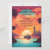 Kustzeegezicht strand cruise bruiloft kaart (Voorkant)