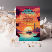 Kustzeegezicht strand cruise bruiloft kaart