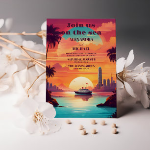 Kustzeegezicht strand cruise bruiloft kaart