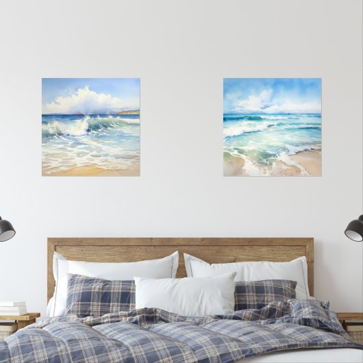 Kustzeegezichten van de Waterverf Muurkunst Sets (Slaapkamer)