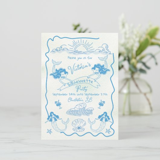 Kustzeemeermin Bachelorette Beach Weekend Kaart (Staand voorkant)