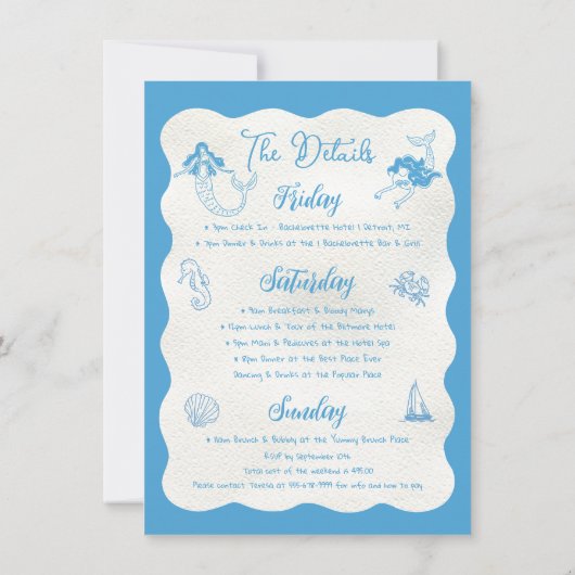 Kustzeemeermin Bachelorette Beach Weekend Kaart (Achterkant)