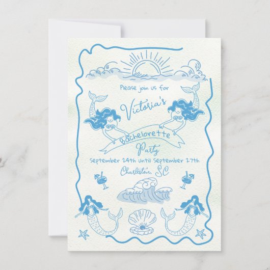 Kustzeemeermin Bachelorette Beach Weekend Kaart (Voorkant)