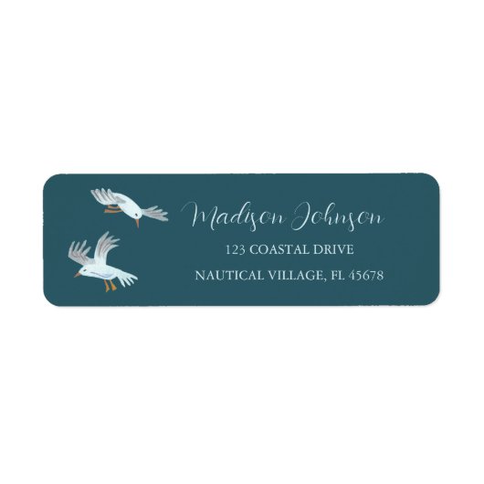Kustzeemeeuw Baby shower adres Etiket (Voorkant)