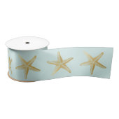 Kustzeeschel Wedding Aqua Blue Gold Starfish Satijnen Lint (Spoel)