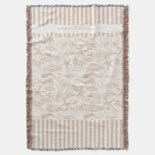 Kustzeeschelp Beige Hand-getrokken nautisch Deken (Voorkant Verticaal)