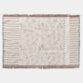 Kustzeeschelp Beige Hand-getrokken nautisch Deken