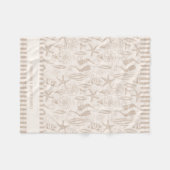 Kustzeeschelp Beige Hand-getrokken nautisch Fleece Deken (Voorkant (Horizontaal))