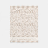 Kustzeeschelp Beige Hand-getrokken nautisch Fleece Deken (Voorkant)