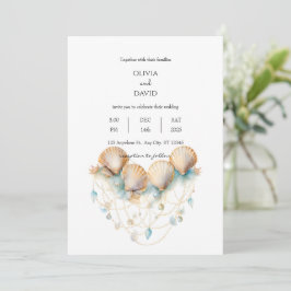 Kustzeeschelp Garland Decor Beach Bruiloft Kaart