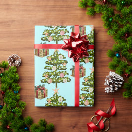 Kustzeeschelp kerstbomen cadeaupapier