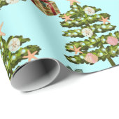 Kustzeeschelp kerstbomen cadeaupapier (Rol Hoek)