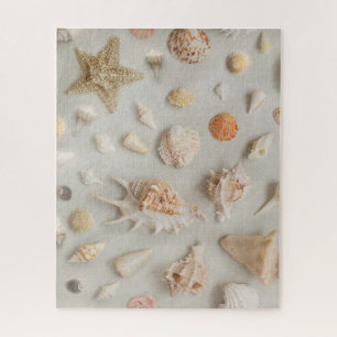 Kustzeeschelpen strand beige legpuzzel