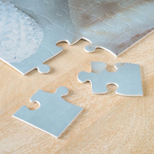 Kustzeeschelpen strand blauw legpuzzel (Zijkant)