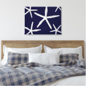 Kustzeester Navy Blauw Wit Tropische Fine Art Canvas Afdruk (Insitu (Slaapkamer))