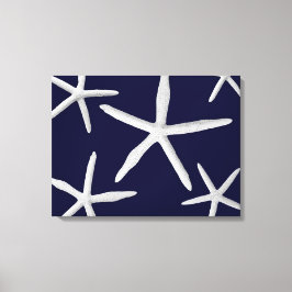 Kustzeester Navy Blauw Wit Tropische Fine Art Canvas Afdruk