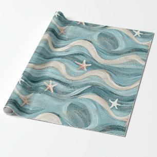 Kustzeester op Aqua Zandgolven Patroon (10) Cadeaupapier