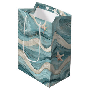 Kustzeester op Aqua Zandgolven Patroon (10) Medium Cadeauzakje