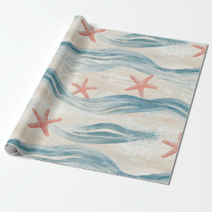 Kustzeester op Aqua Zandgolven Patroon (2) Cadeaupapier