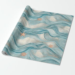 Kustzeester op Aqua Zandgolven Patroon (9) Cadeaupapier