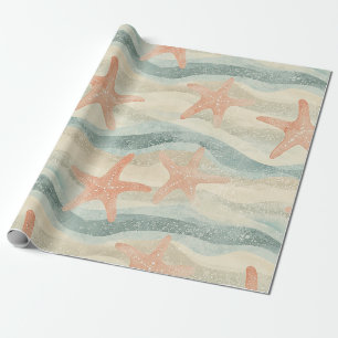 Kustzeester op Aqua Zandgolven Patroon Cadeaupapier