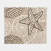Kustzeesterren en schelpen in beige fleece deken (Voorkant (Horizontaal))
