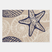 Kustzeesterren en schelpen in beige inpakpapier vel (Voorkant 3)