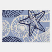 Kustzeesterren en schelpen in beige inpakpapier vel (Voorkant 2)
