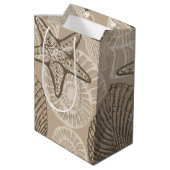Kustzeesterren en schelpen in beige medium cadeauzakje (Achterkant Gekanteld)