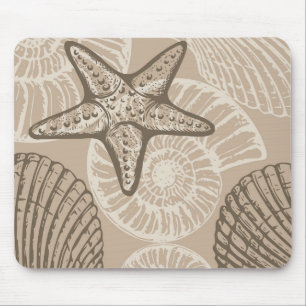 Kustzeesterren en schelpen in beige muismat