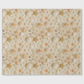 Kustzeesterren en zeeschelpen Beach Foto Cadeaupapier (Vlak)