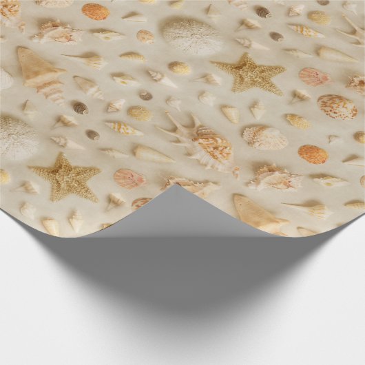 Kustzeesterren en zeeschelpen Beach Foto Cadeaupapier (Hoek)