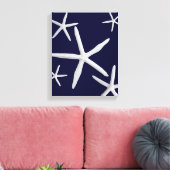 Kustzeesterren Marine Blauw & Wit Strand Fine Art Canvas Afdruk (Insitu (Woonkamer))
