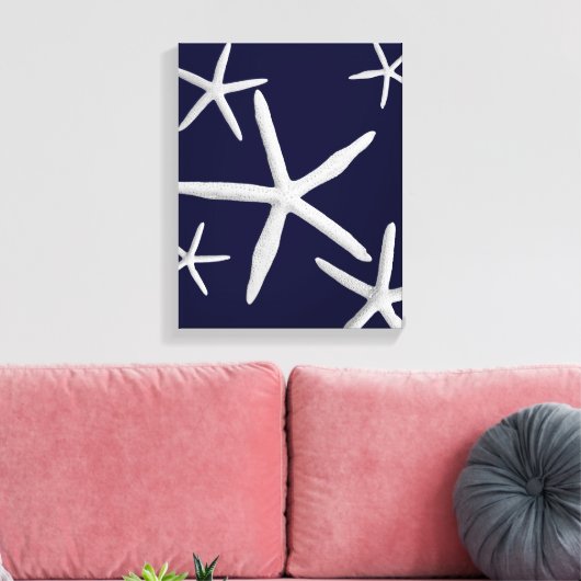 Kustzeesterren Marine Blauw & Wit Strand Fine Art Canvas Afdruk (Insitu (Woonkamer))
