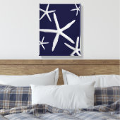 Kustzeesterren Marine Blauw & Wit Strand Fine Art Canvas Afdruk (Insitu (Slaapkamer))