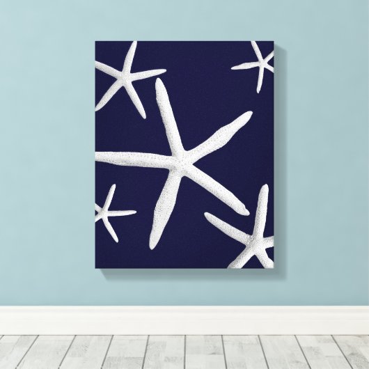 Kustzeesterren Marine Blauw & Wit Strand Fine Art Canvas Afdruk (Insitu (Houten vloer))