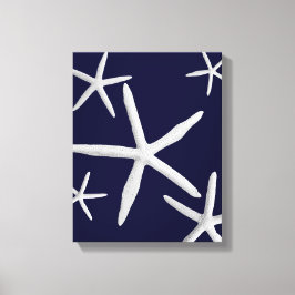 Kustzeesterren Marine Blauw & Wit Strand Fine Art Canvas Afdruk